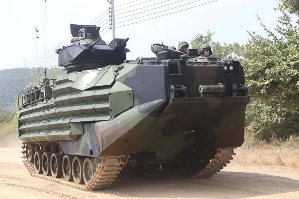 An Amphibious assault vehicle roars towards an objective during Exercise Cobra Gold Canvas Art - Stocktrek Images (34 x 23)