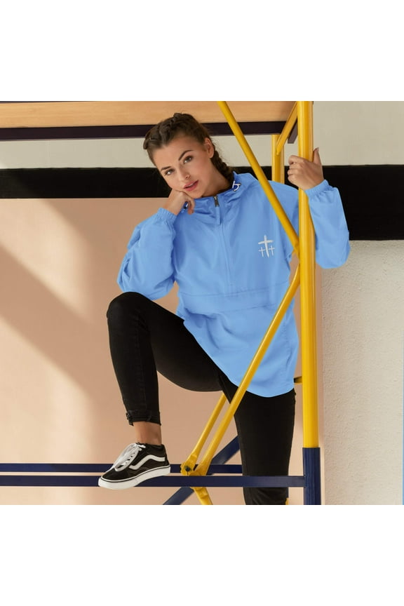 An Angel Feathers Original - Three Crosses- Embroidered Champion Packable Jacket