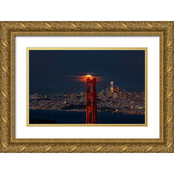 An, Anna 14x10 Gold Ornate Wood Framed with Double Matting Museum Art Print Titled - Full Moon August 11