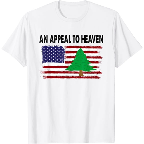 An Appeal To Heaven - USA Revolution Pine Tree American Flag T-ShirtMen's and women's gift, black and white T-shirt, size: Extra large S-4XL