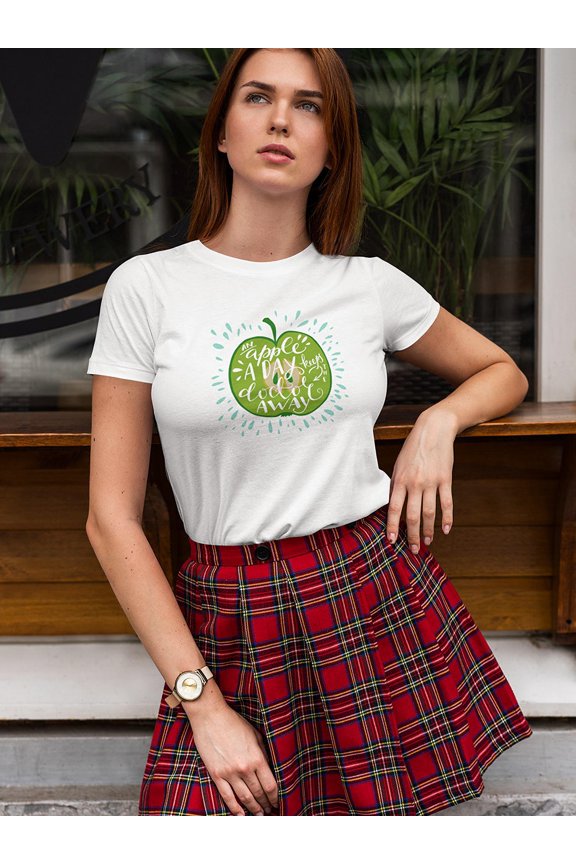 An Apple A Day Keeps Doctor Away T-Shirt Women -Image by Shutterstock, Female XX-Large