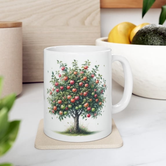 An Apple Tree Original Home Areramic Coffee Tea Cup Mug, oz, oz Fruit Gift Present Farm Work.