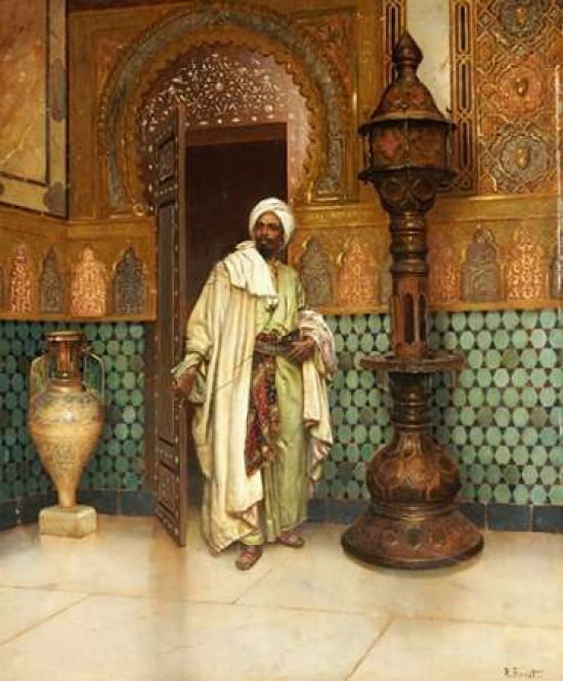An Arab In a Palace Interior Canvas Art - Rudolf Ernst (20 x 24)