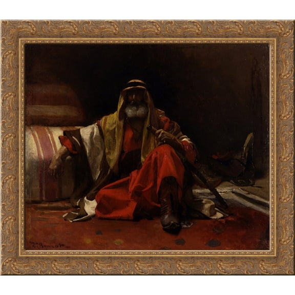 An Arab Sheik 24x20 Gold Ornate Wood Framed Canvas Art by Leon Bonnat