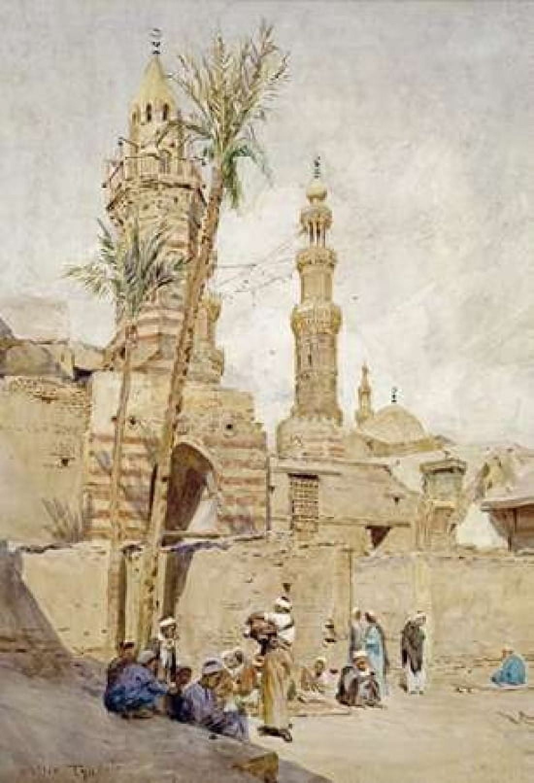 An Arab Street Scene Cairo Canvas Art - Walter Tyndale (20 x 28)