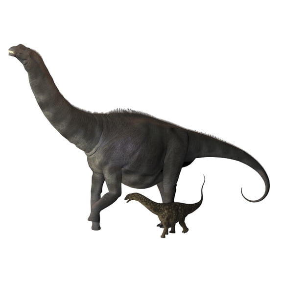 An Argentinosaurus and juvenile Poster Print
