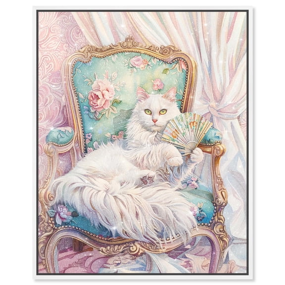 An Aristocat Canvas Cute Pets Prints by Art Remedy, White Frame, 36" x 45"