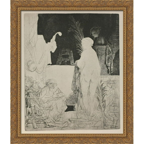 An Artist Drawing from a Model 28x34 Large Gold Ornate Wood Framed Canvas Art by Rembrandt