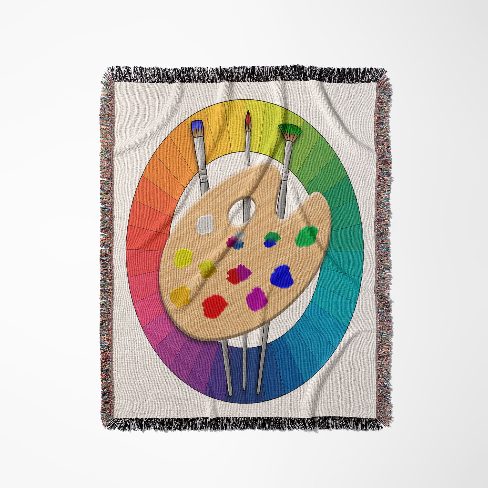 An Artist Painting Palette With Brushes And A Color Wheel For Artist., Woven Blanket