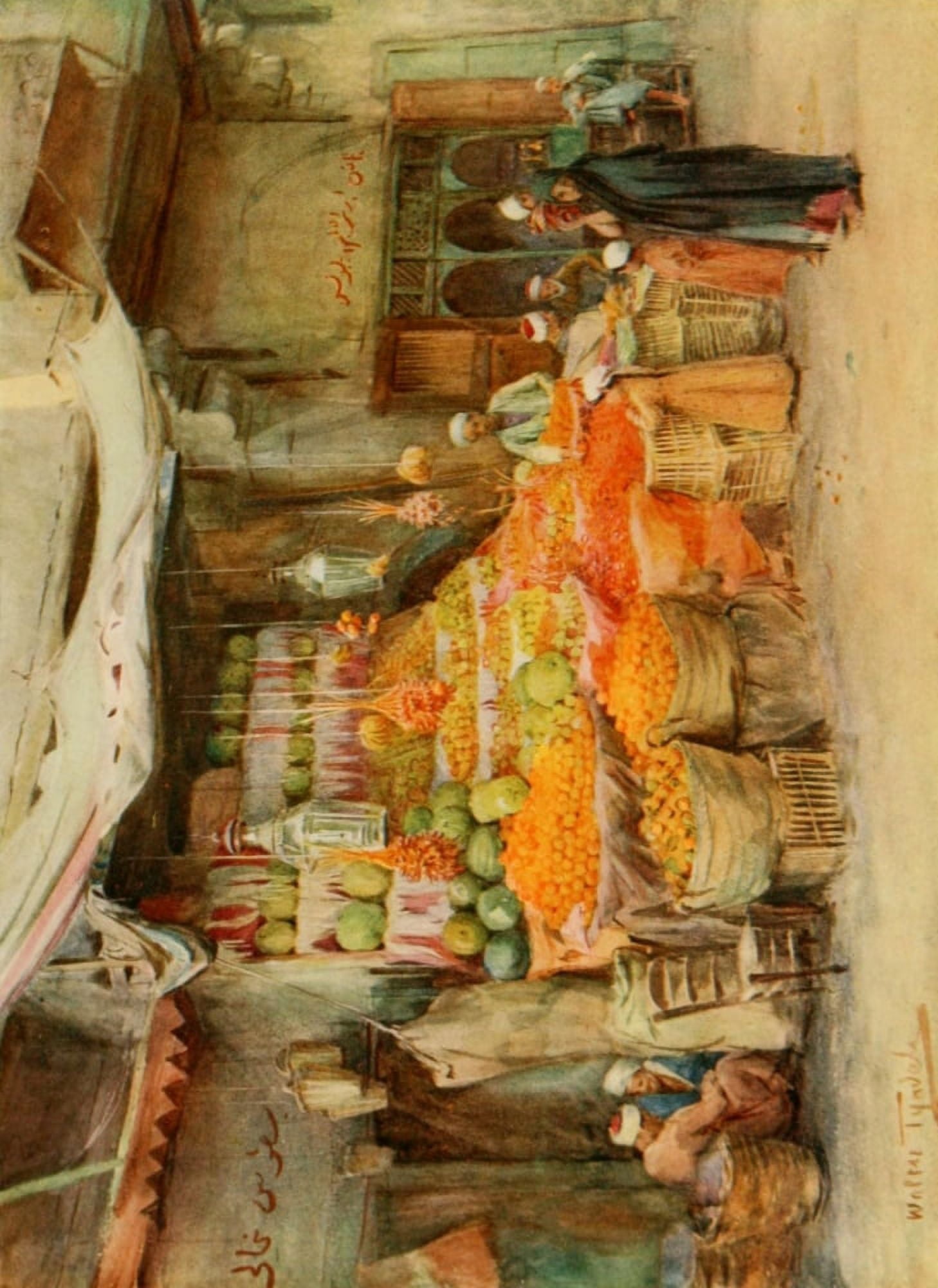 An Artist in Egypt 1912 A fruit stall at Bulak Canvas Art - Walter Tyndale (18 x 24)