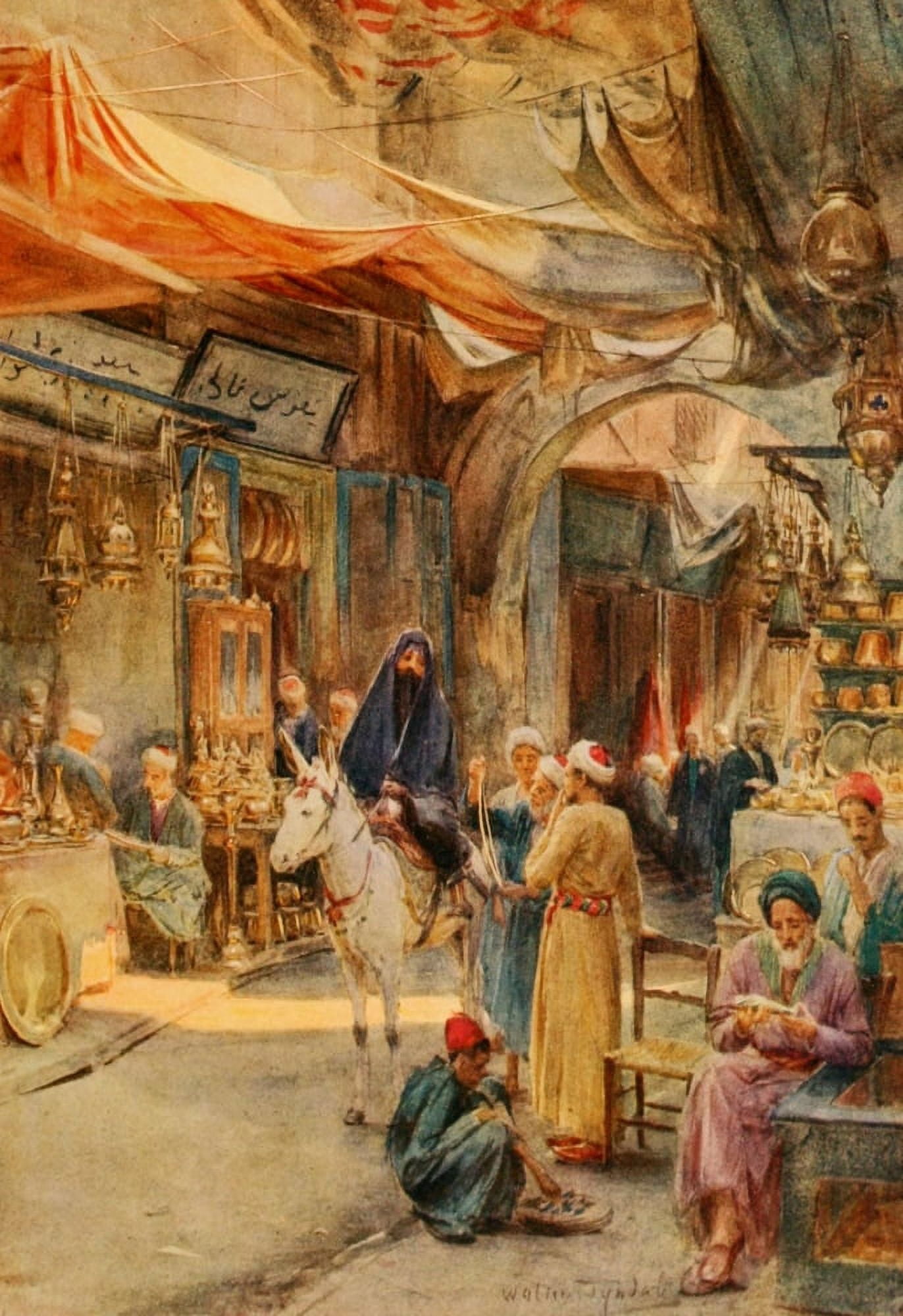 An Artist in Egypt 1912 The Khan Khalil Cairo Canvas Art - Walter Tyndale (18 x 24)