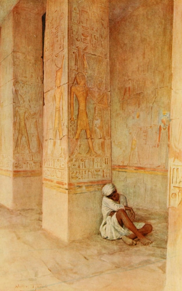 An Artist in Egypt 1912 The birth colonnade in the Temple of Hatshepsu Canvas Art - Walter Tyndale (24 x 36)