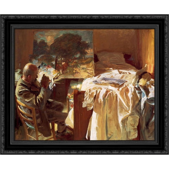 An Artist in His Studio 24x20 Black Ornate Wood Framed Canvas Art by Sargent, John Singer