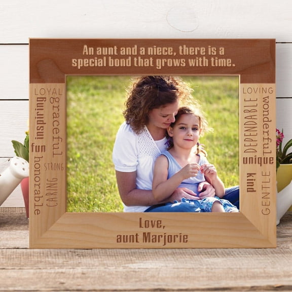 An Aunt And A Niece, There Is A Special Bond That Grows With Time Personalized Wooden Frame-10" x 8" Brown Horizontal