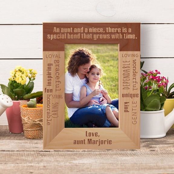 An Aunt And A Niece, There Is A Special Bond That Grows With Time Personalized Wooden Frame 4" x 6" Brown (Vertical)