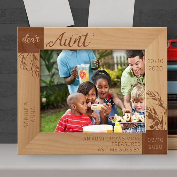 An Aunt Grows More Treasured As Time Goes By Personalized Wooden Frame-10" x 8" Brown Horizontal