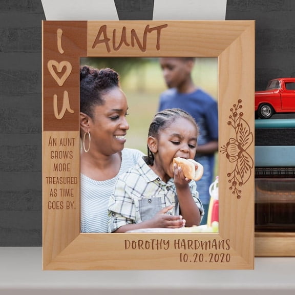 An Aunt Grows More Treasured As Time Goes By Personalized Wooden Frame 8" x 10" Brown (Vertical)