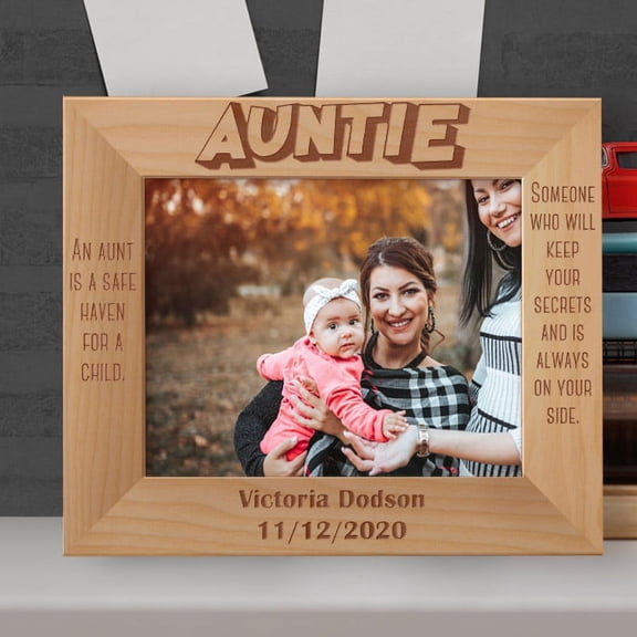 An Aunt Is A Safe Haven For A Child Someone Who Will Keep Your Secrets And Is Always On Your Side Personalized Wooden Frame-10" x 8" Brown Horizontal