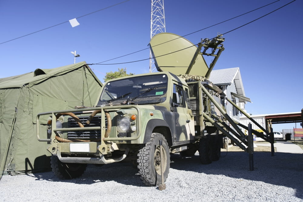 An Australian Defense Force Satellite Terminal Assembly is mounted on a 6x6 vehicle Canvas Art - Stocktrek Images (35 x 23)
