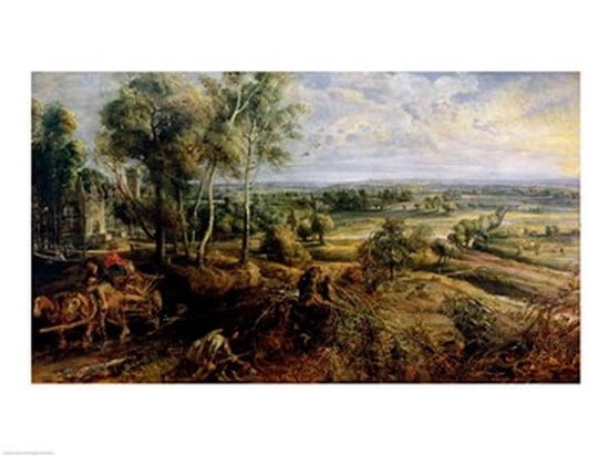 An Autumn Landscape with a view of Het Steen in the Early Morning Canvas Art - Peter Paul Rubens (36 x 24)