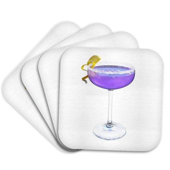 3drose, an Aviation Cocktail Alcoholic Drink, Set of 4 Coasters - Soft