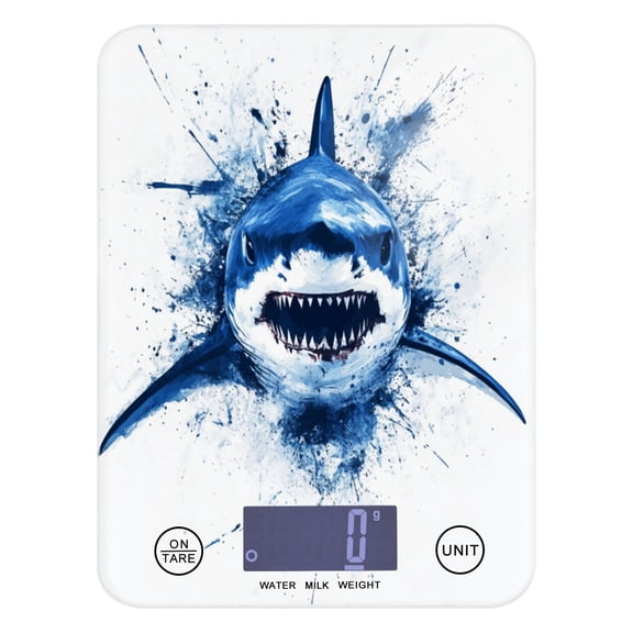 An Blue Angry Shark Food Scale Digital Kitchen Scale Waterproof Grams Ounces lbs for For Baking and Cooking