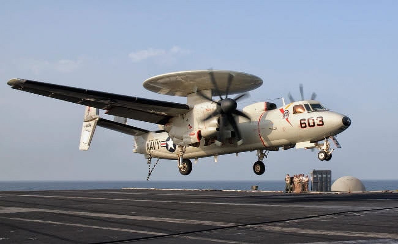 An E-2C Hawkeye landing on the flight deck of USS George HW Bush Poster ...