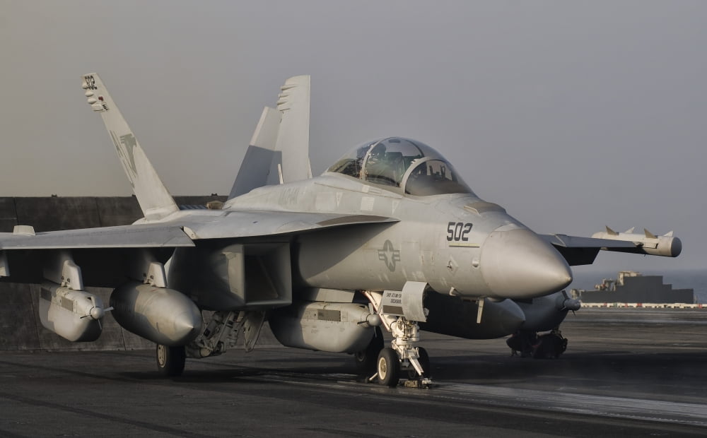An EA-18G Growler aboard USS George HW Bush Canvas Art - Giovanni CollaStocktrek Images (36 x 23)