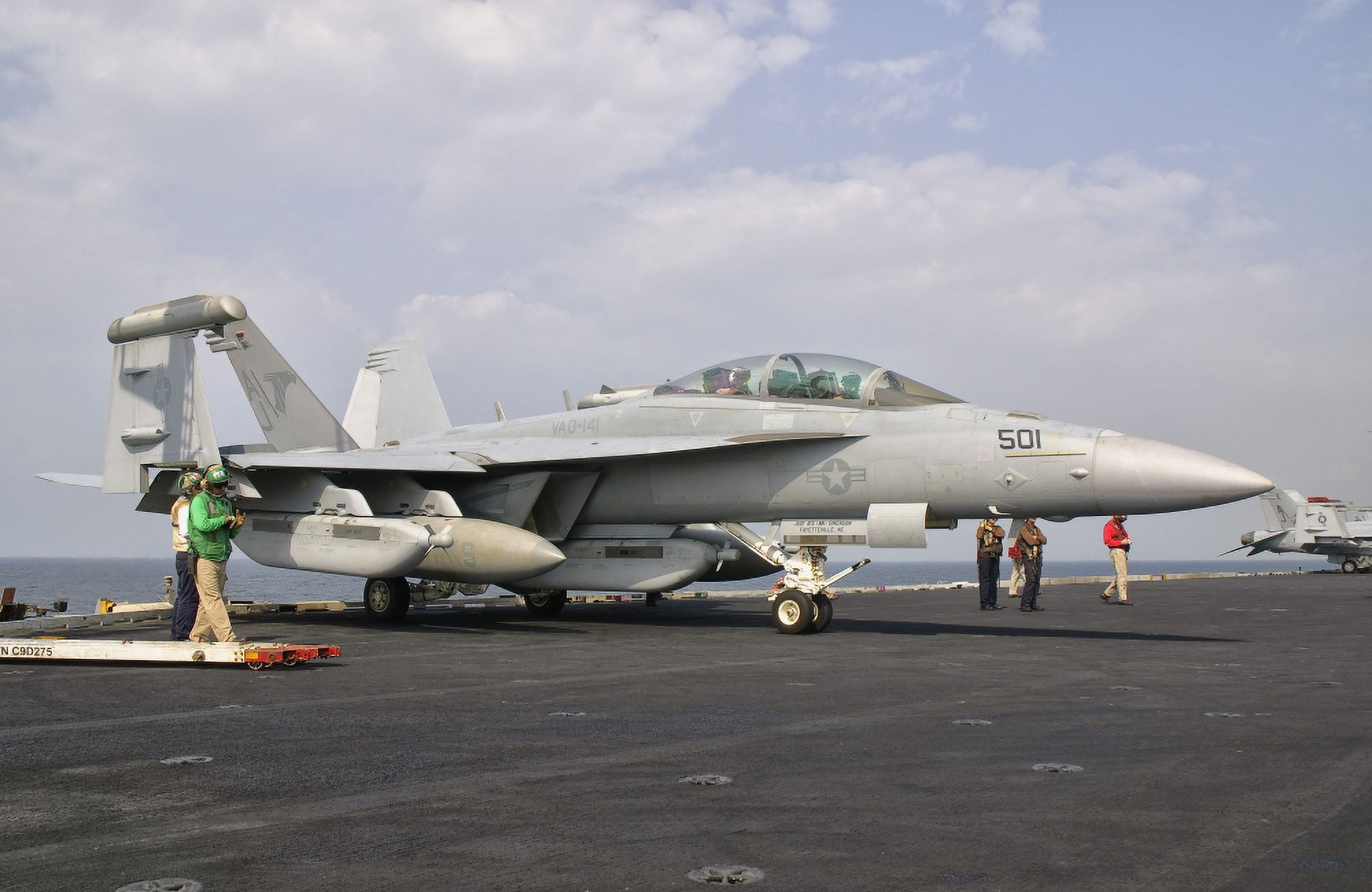 An EA-18G Growler ready for a mission aboard USS George HW Bush Canvas Art - Giovanni CollaStocktrek Images (35 x 23)
