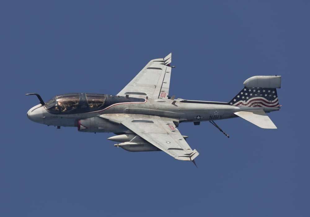 An EA-6B Prowler in flight over the Arabian Sea Canvas Art - Gert KromhoutStocktrek Images (17 x 12)