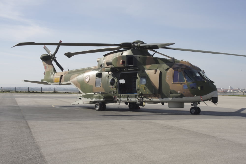 An EH101 utility helicopter of the Portuguese Air Force Canvas Art - Timm ZiegenthalerStocktrek Images (18 x 12)