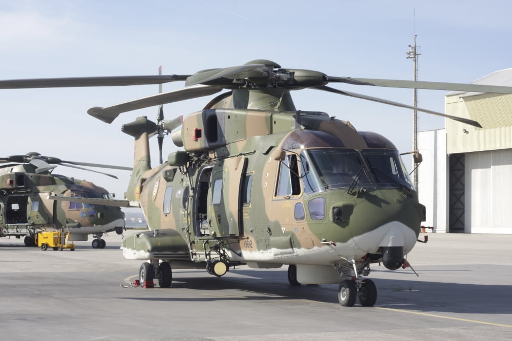An EH101 utility helicopter of the Portuguese Air Force Canvas Art - Timm ZiegenthalerStocktrek Images (18 x 12)