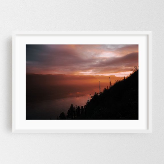 An Early Morning - Oregon Photography Sunset Landscape Nature Scenic Mountain Forest Autumn White Framed Wall Art Print 5 x 7 inches