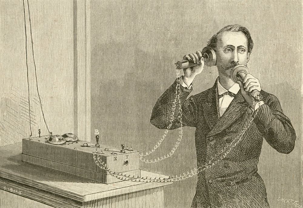 An Early Telephone From El Museo Popular Published Madrid 1887 Canvas Art - Ken Welsh Design Pics (34 x 22)