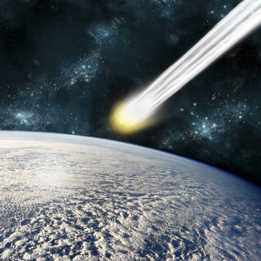 An Earth-like planet facing an imminent collision with a comet Canvas Art - Marc WardStocktrek Images (29 x 29)