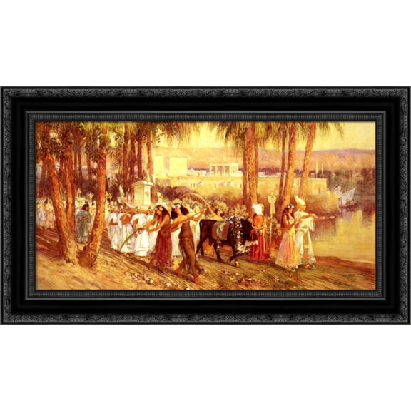 An Egyptian Procession 24x16 Black Ornate Wood Framed Canvas Art by Bridgman, Frederick Arthur