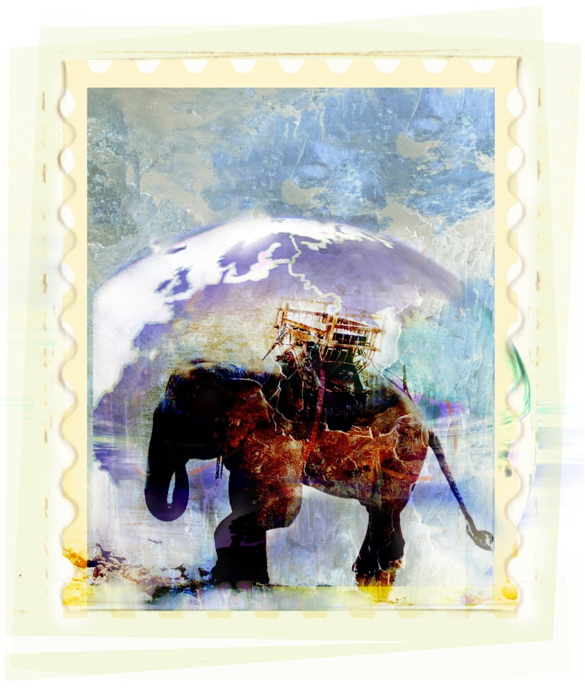 An Elephant Carrying Cargo Canvas Art - Design Pics Eye Traveller Design Pics (28 x 32)