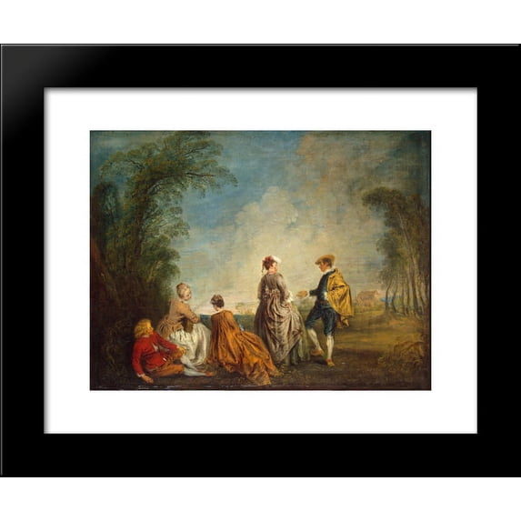 An Embarrasing Proposal 20x24 Framed Art Print by Antoine Watteau