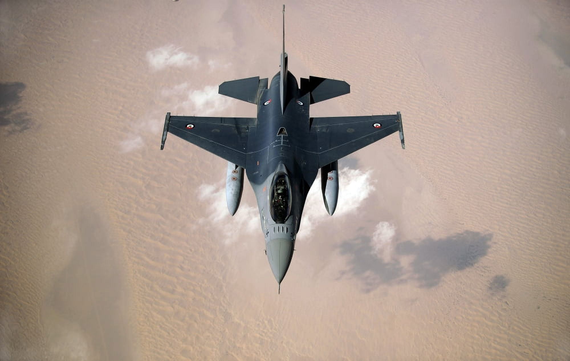 An Emirati F-16 disconnects from a KC-10A Extender after refueling during a multinational exercise Canvas Art - Stocktrek Images (35 x 22)