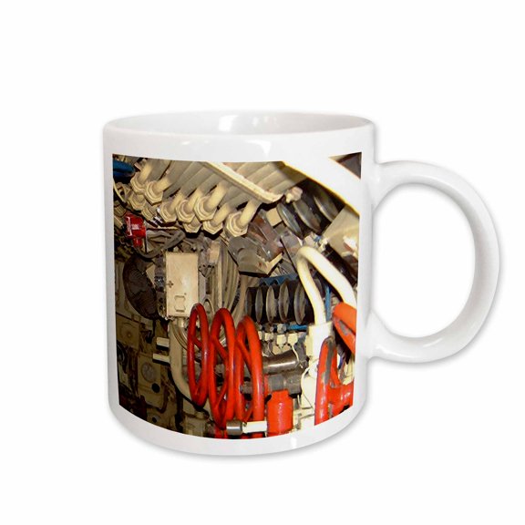 3drose, an Engine Room on the Queen Mary Ship in Orange and Tan, 11oz Mug