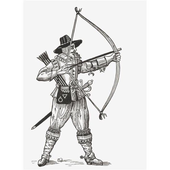 An English Archer - 1634 From The Book Short History of The English People by J.R. Green Published London 1893 Poster Print