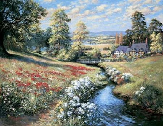 An English Cottage Garden Canvas Art - Bernard Willington (22 x 28)