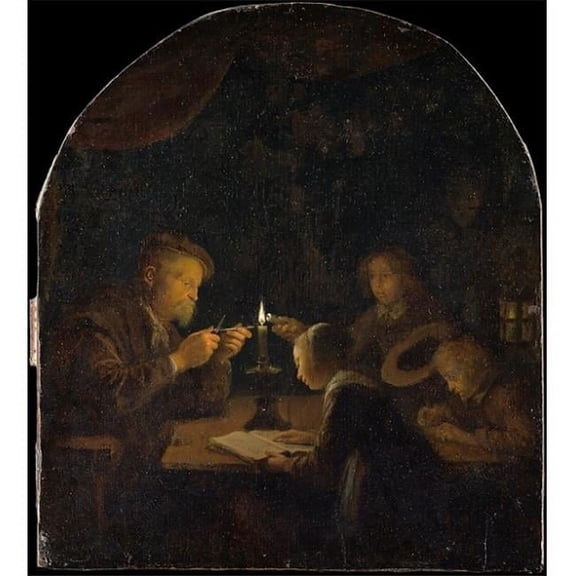 An Evening School Poster Print by Gerrit Dou