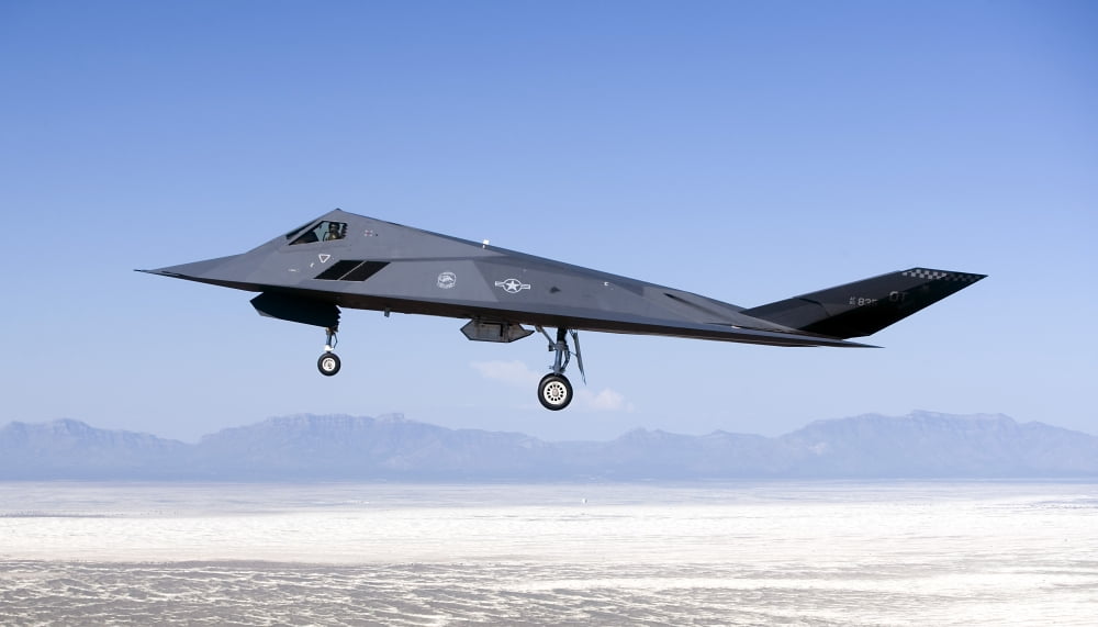 An F-117 Nighthawk flies a training sortie over New Mexico Canvas Art - HIGH-G ProductionsStocktrek Images (38 x 22)