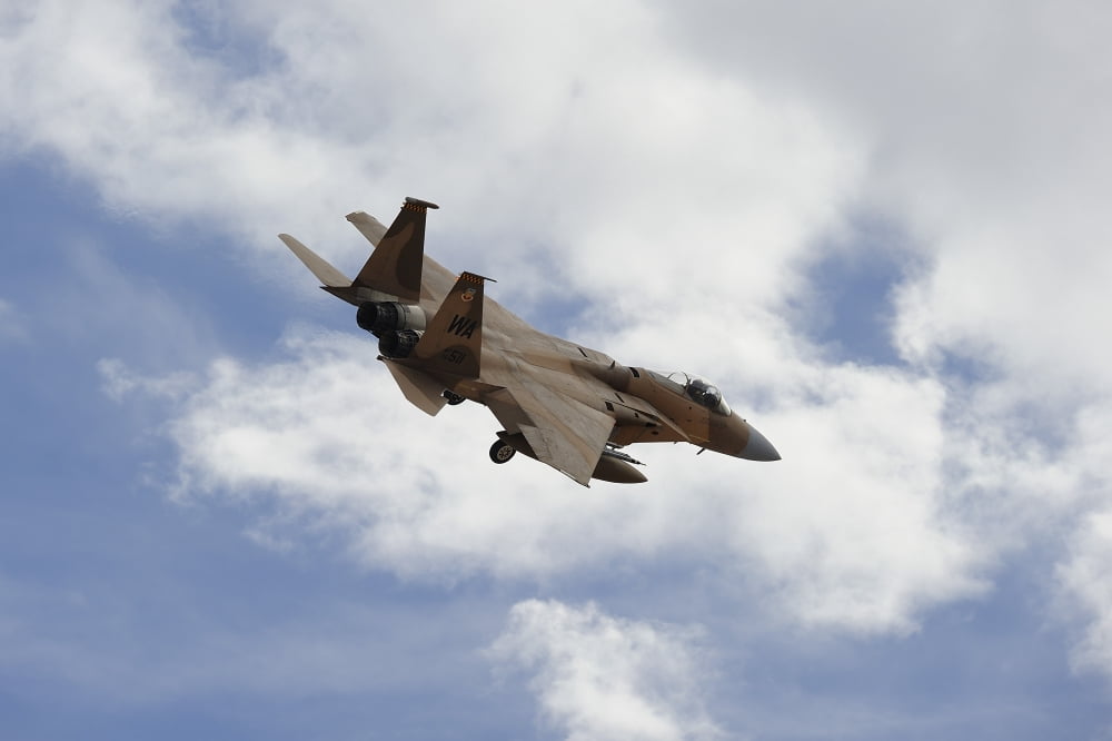 An F-15 Eagle of the 65th Aggressor Squadron prepares for landing Canvas Art - Remo GuidiStocktrek Images (18 x 12)