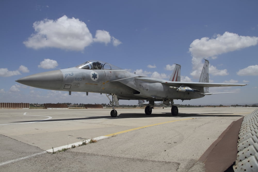 An F-15C Baz of the Israeli Air Force at Tel Nof Air Base Israel Canvas Art - Ofer ZidonStocktrek Images (18 x 12)