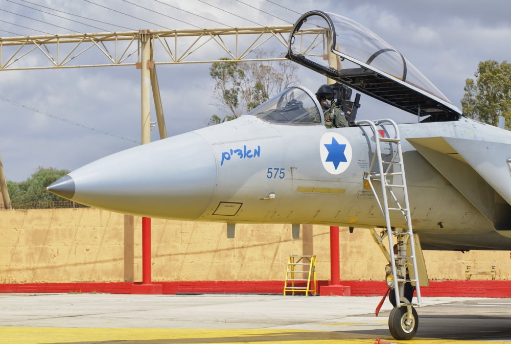 An F-15C Eagle Baz aircraft of the Israeli Air Force Tel Nof Air Base Israel Canvas Art - Giovanni CollaStocktrek Images (34 x 23)