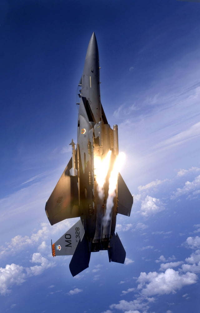 An F-15E Strike Eagle pops flares Canvas Art - Stocktrek Images (23 x 36)
