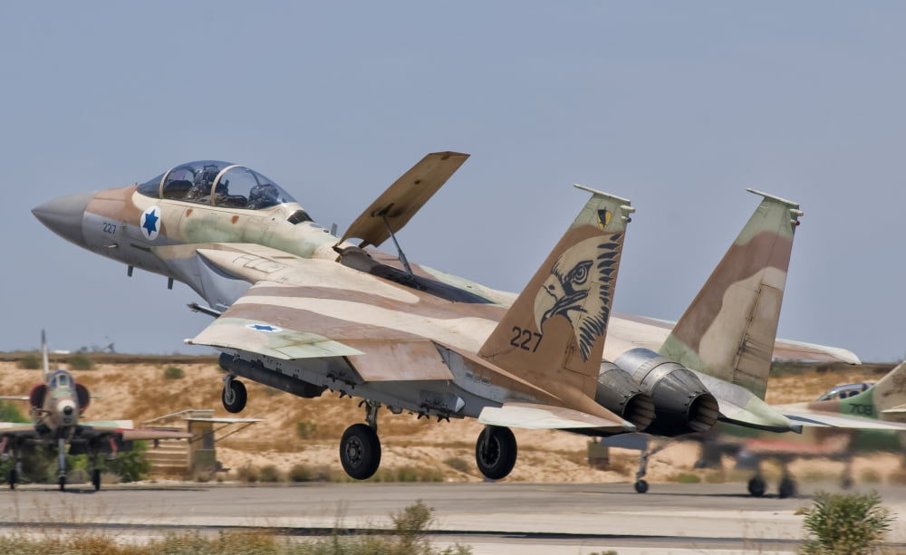 An F-15I Raam taking off from Hatzerim Air Base Israel Canvas Art - Giovanni CollaStocktrek Images (18 x 11)