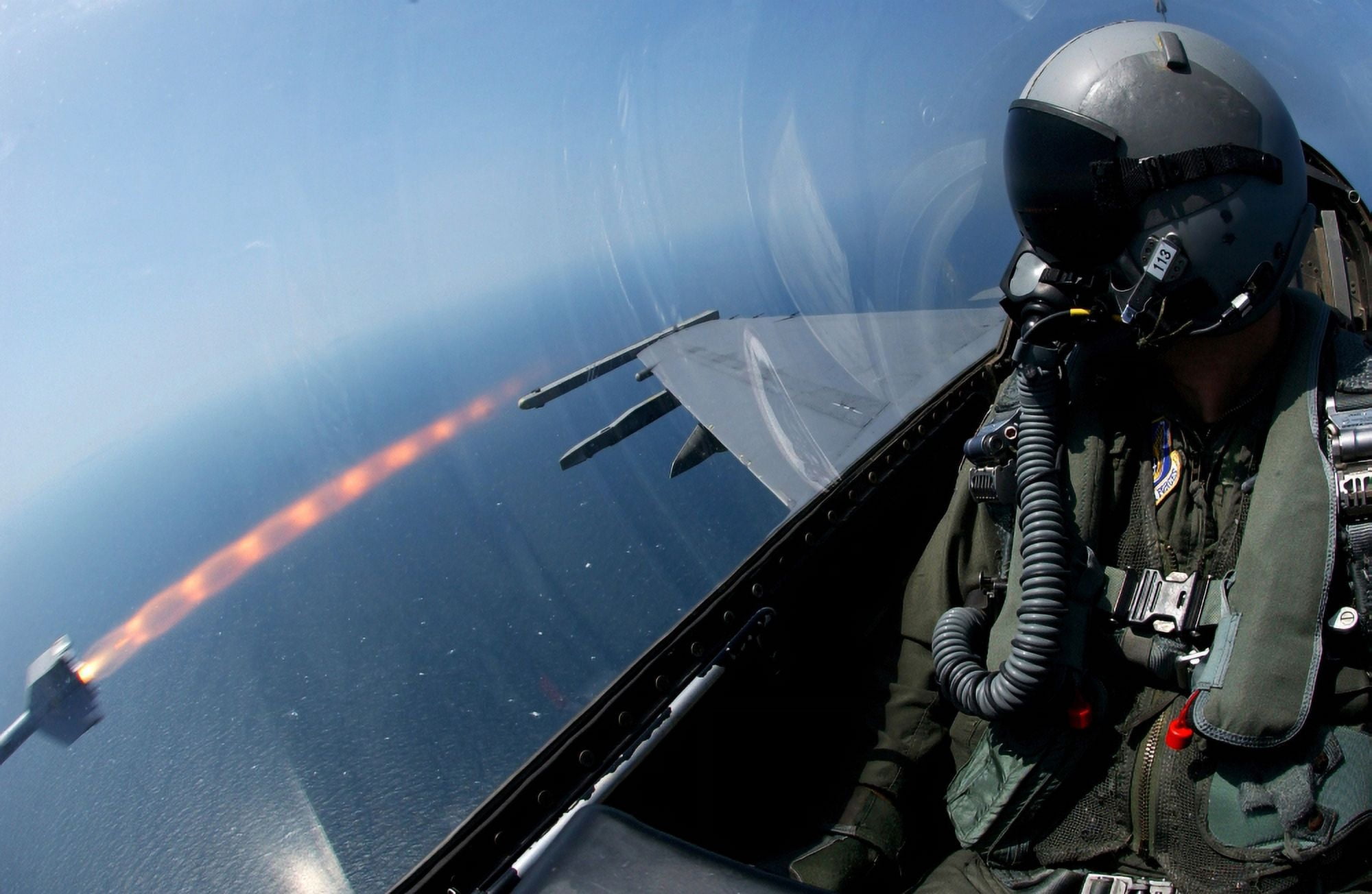 An F-16 Fighting Falcon fires an AIM-9 missile Canvas Art - Stocktrek Images (35 x 23)